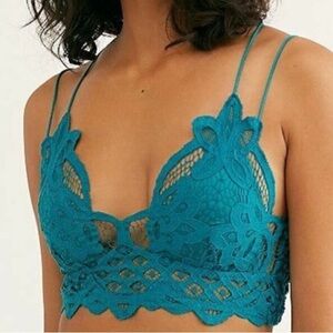 Free People FP One Adella Bralette Teal Longline Bra Top Size Small NWT